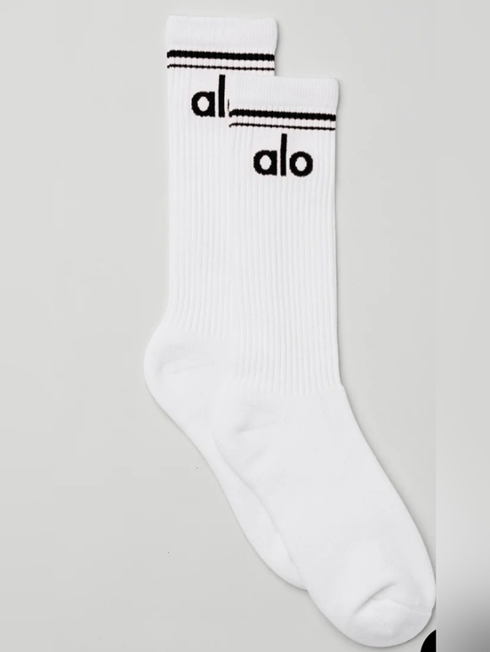 ALO Yoga Accessories - ALO | Unisex Throwback Sock | White/Black